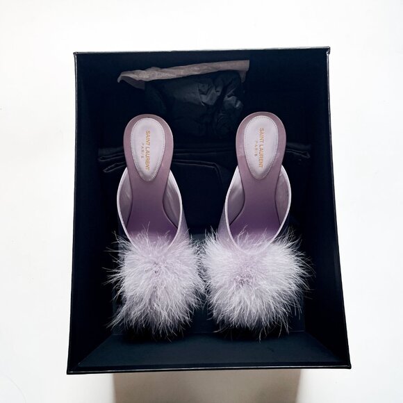 Saint Laurent Blanco 60 Sandal Mae Slip On Mule Poly Grey Size EU 40 US 10 NEW - Picture 5 of 16